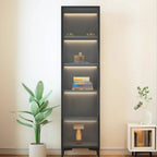 Vitrine lumineuse moderne en bois noir et verre transparent