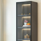 Vitrine lumineuse moderne en bois noir et verre transparent