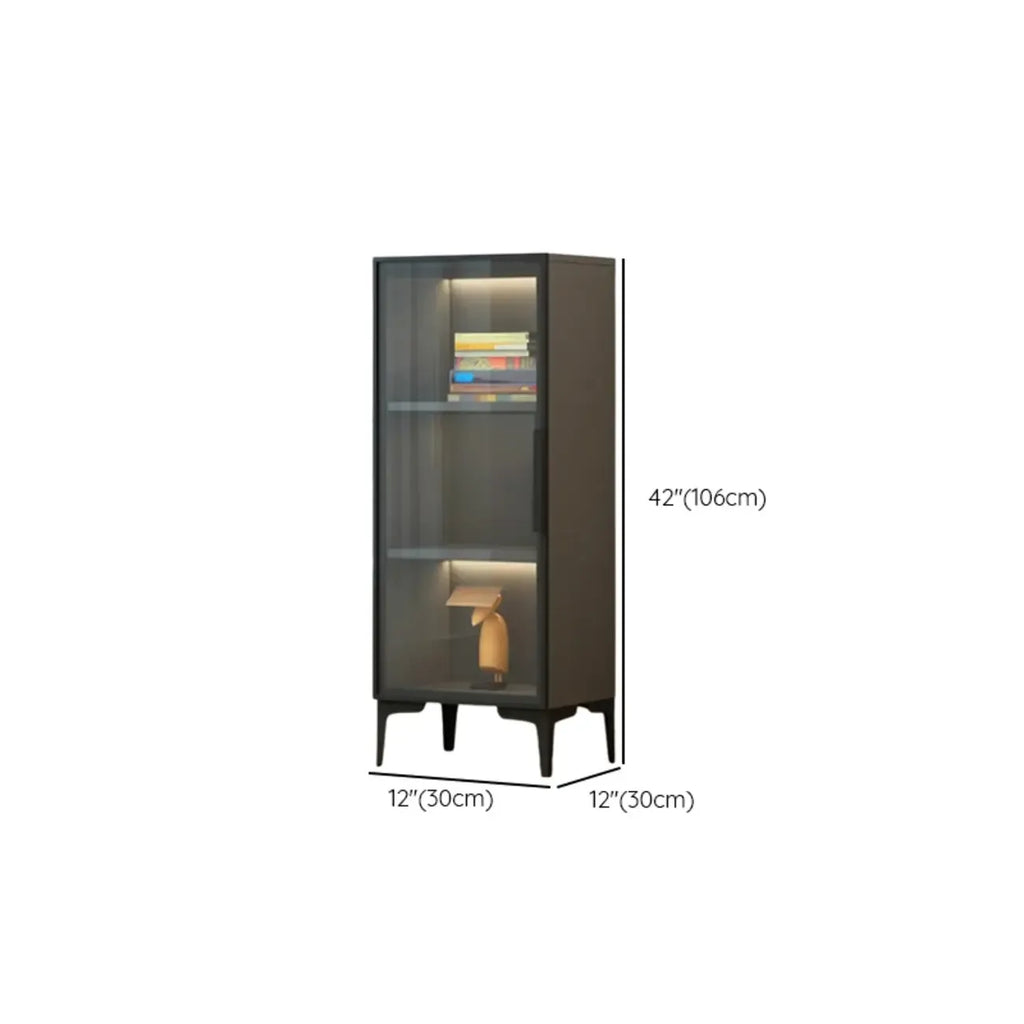 Vitrine lumineuse moderne en bois noir et verre transparent