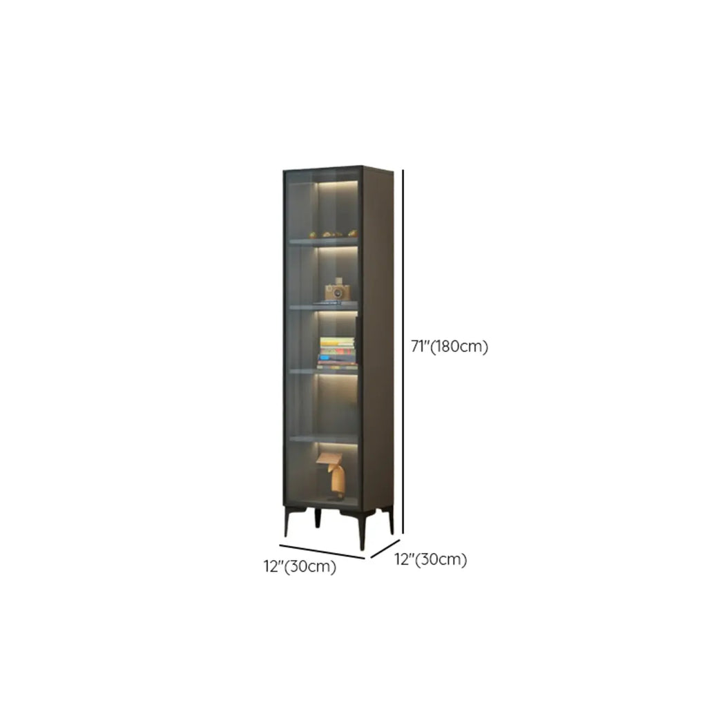 Vitrine lumineuse moderne en bois noir et verre transparent