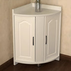 Petit meuble de rangement d'angle moderne en bois blanc