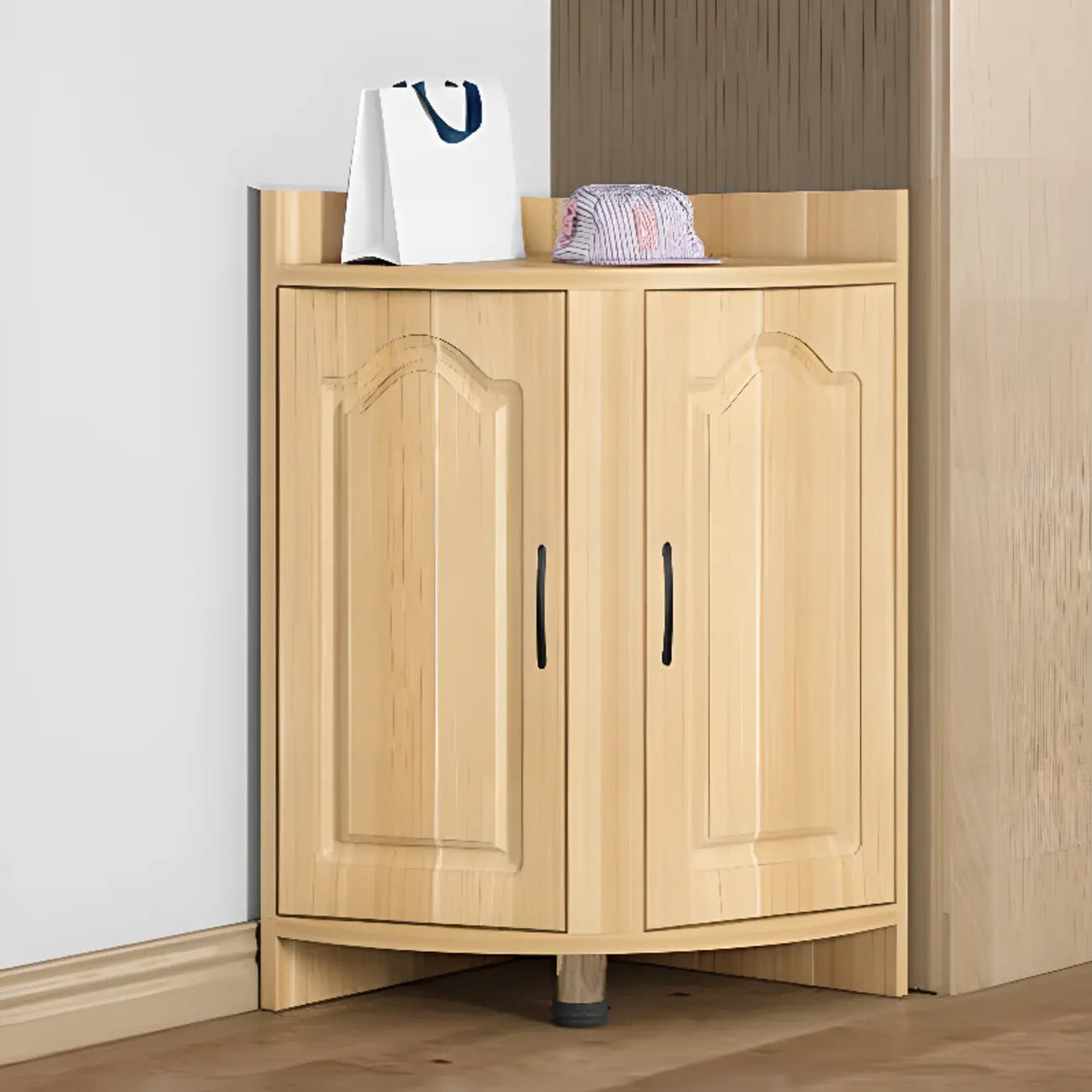 Petit meuble de rangement d'angle moderne en bois blanc