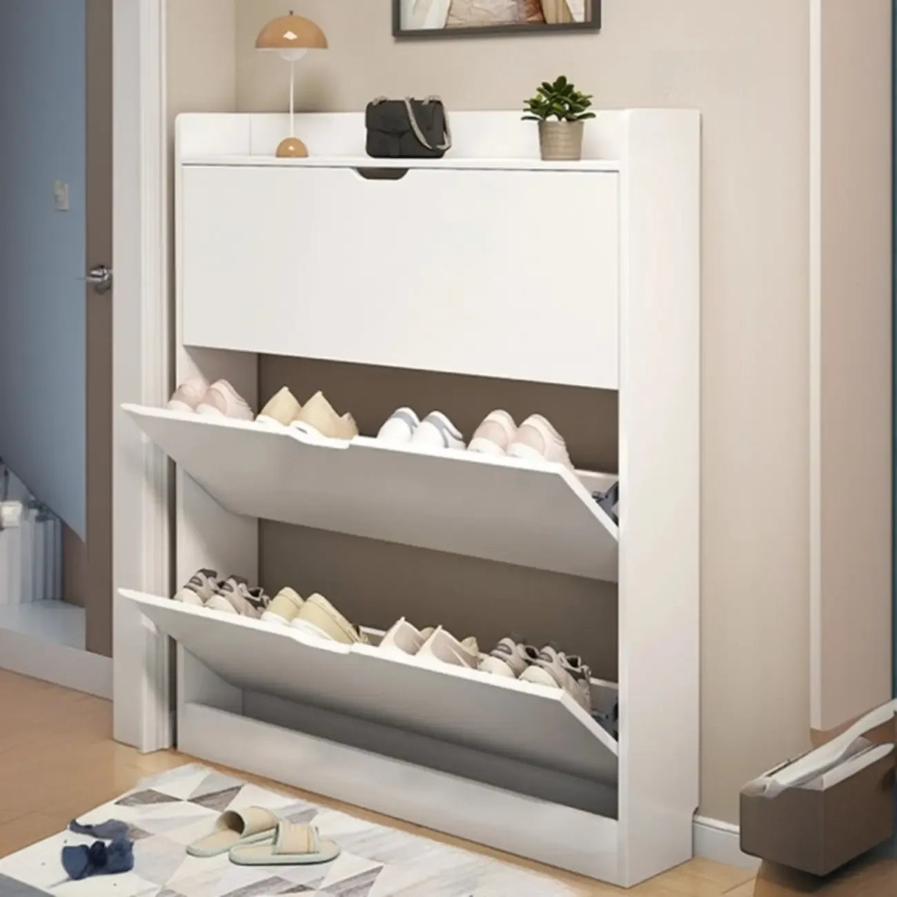 Meuble à chaussures vertical en bois pour entrée