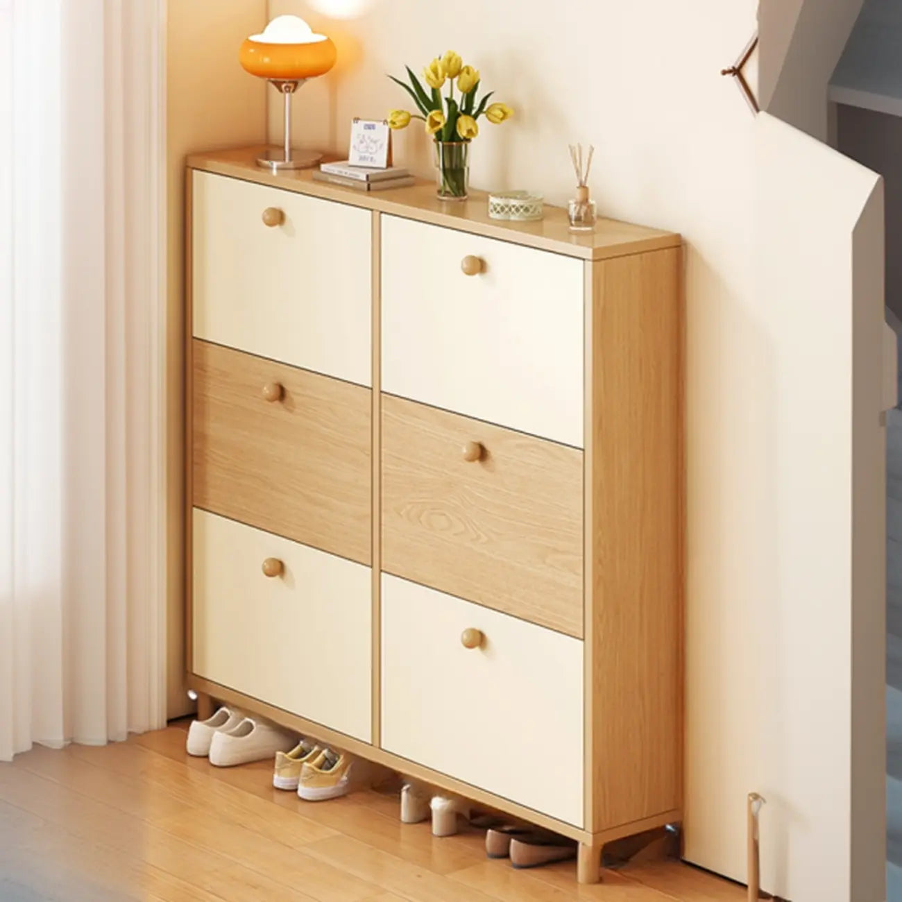 Meuble à chaussures vertical en bois pour entrée