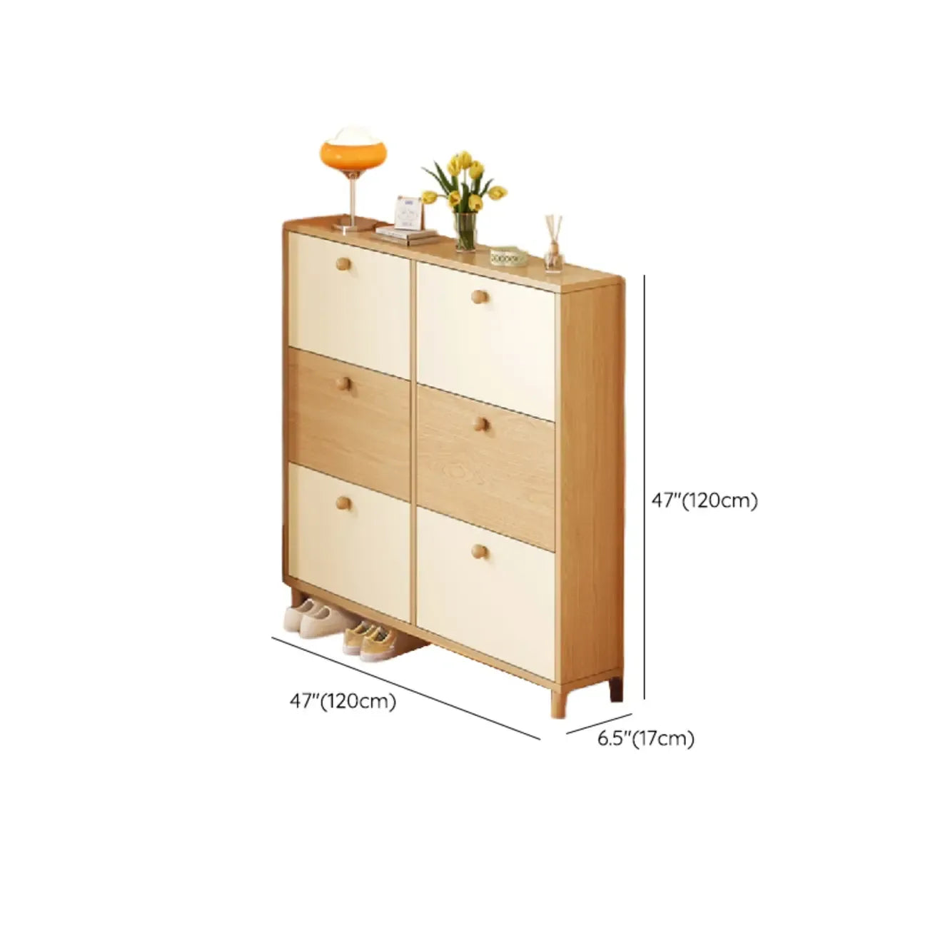Meuble à chaussures vertical en bois pour entrée