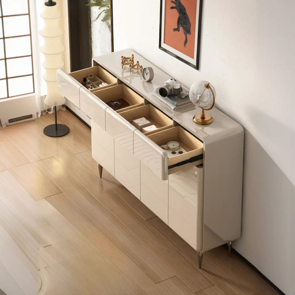 Meuble à chaussures en bois blanc crème avec tiroir pour entrée
