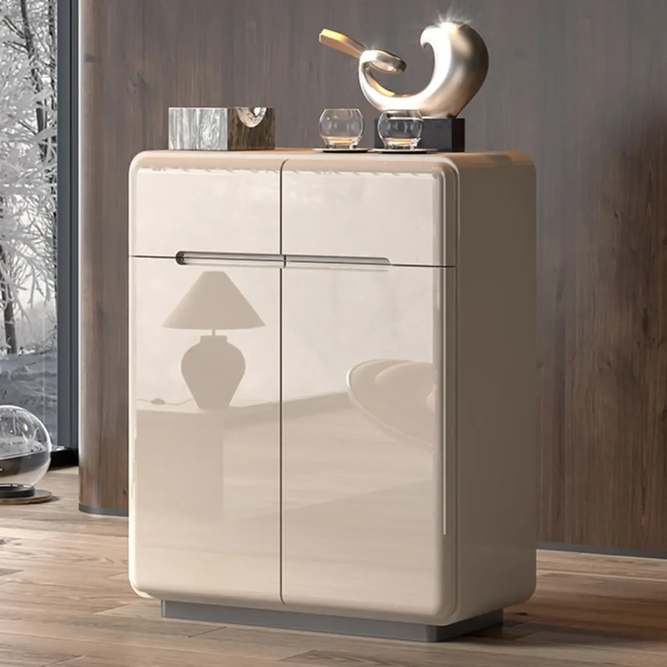 Meuble à chaussures en bois blanc crème avec tiroir pour entrée