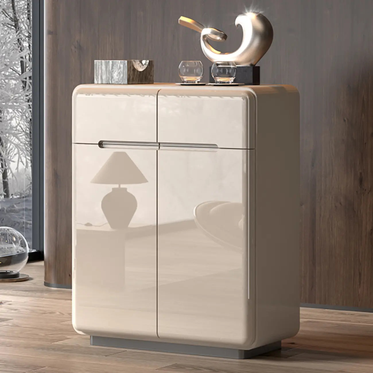 Meuble à chaussures en bois blanc crème avec tiroir pour entrée