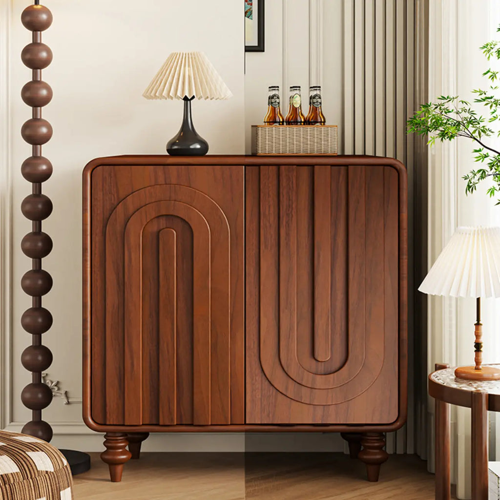 Armoire à chaussures d'entrée en bois à 3 portes sculptées en forme de vague