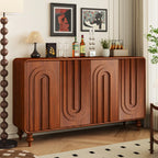 Armoire à chaussures d'entrée en bois à 3 portes sculptées en forme de vague