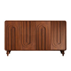 Armoire à chaussures d'entrée en bois à 3 portes sculptées en forme de vague