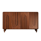 Armoire à chaussures d'entrée en bois à 3 portes sculptées en forme de vague