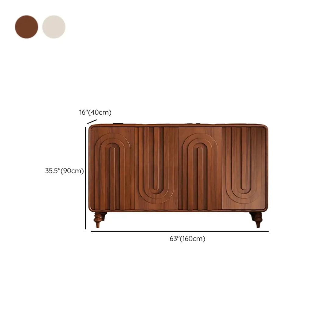 Armoire à chaussures d'entrée en bois à 3 portes sculptées en forme de vague
