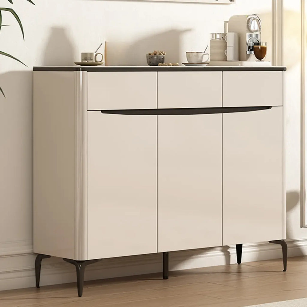 Meuble à chaussures d'entrée en bois kaki avec plateau en marbre