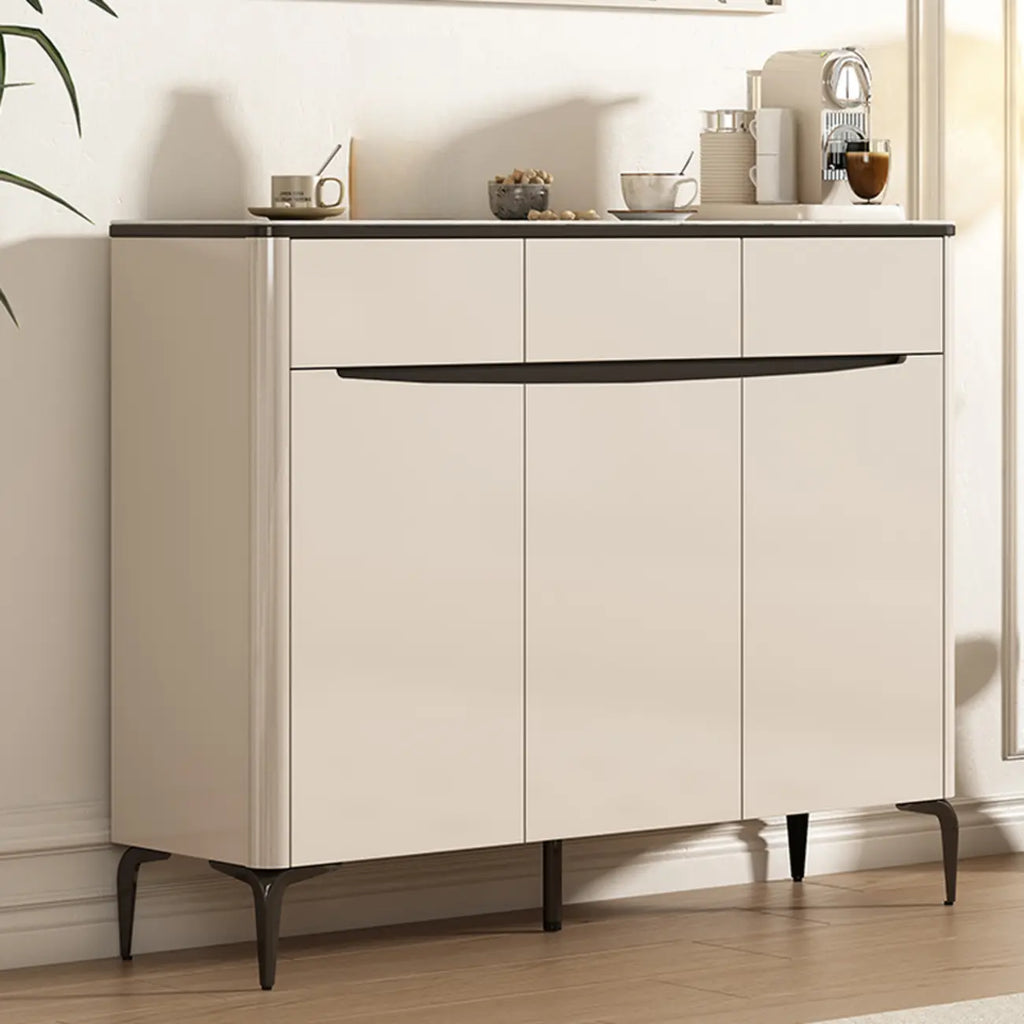 Meuble à chaussures d'entrée en bois kaki avec plateau en marbre