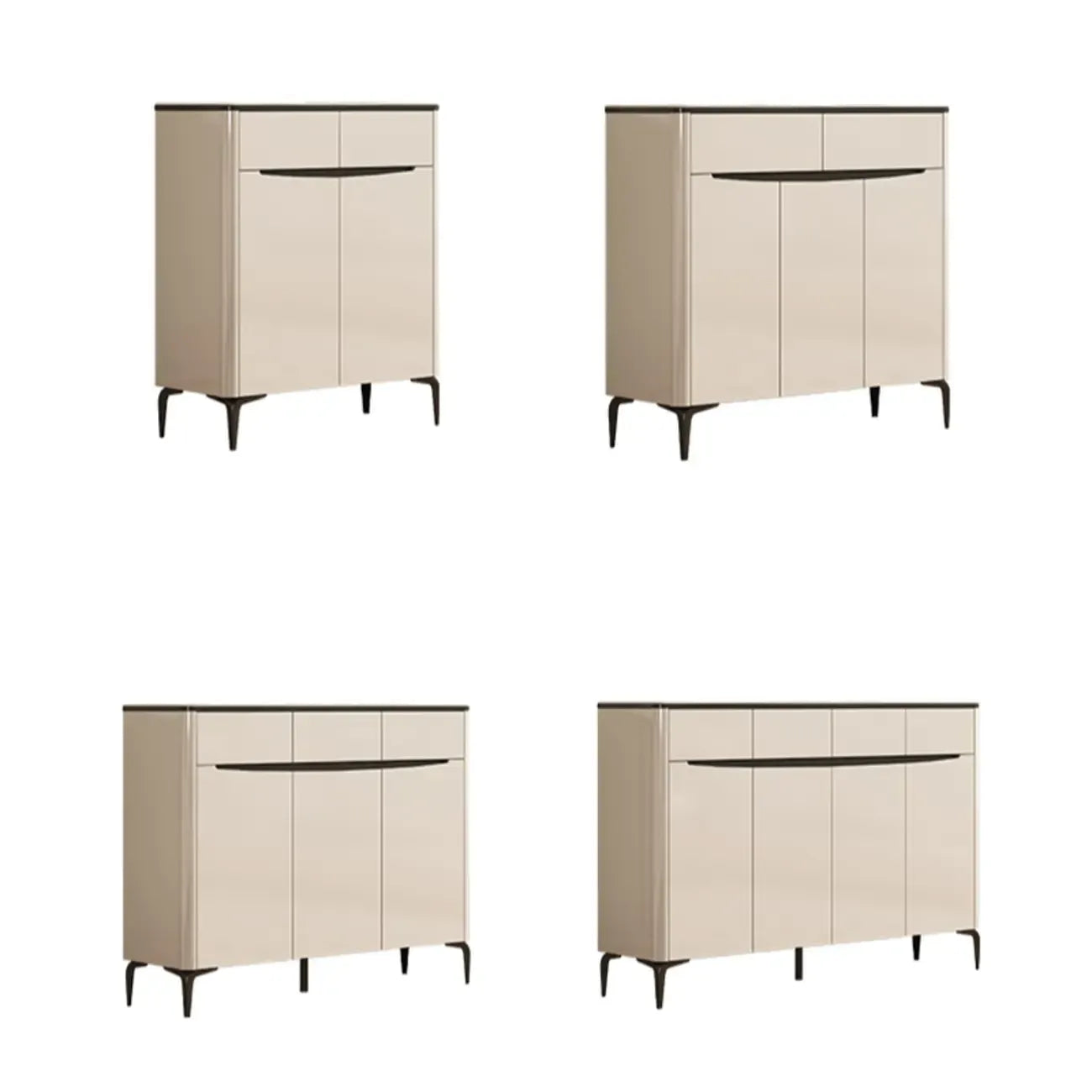 Meuble à chaussures d'entrée en bois kaki avec plateau en marbre