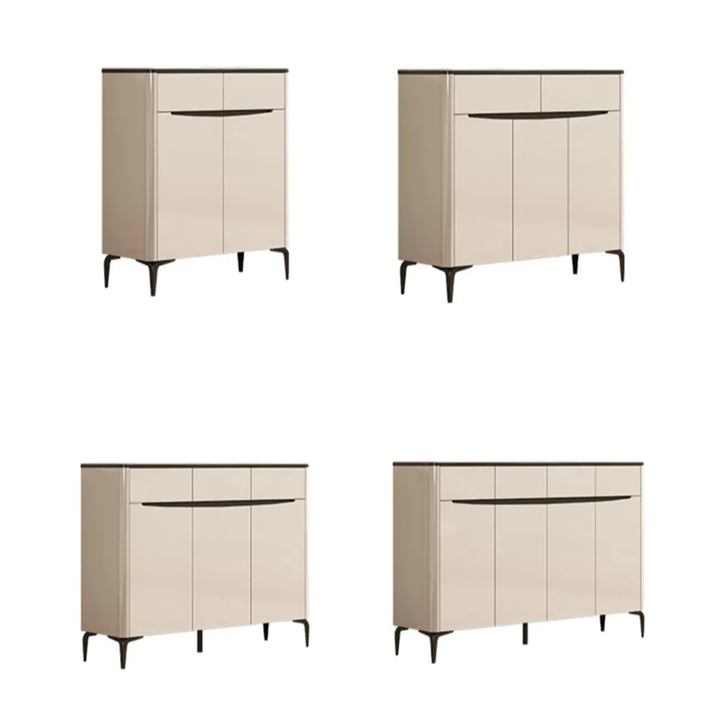 Meuble à chaussures d'entrée en bois kaki avec plateau en marbre