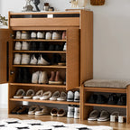 Meuble à chaussures d'entrée en bois massif de cerisier