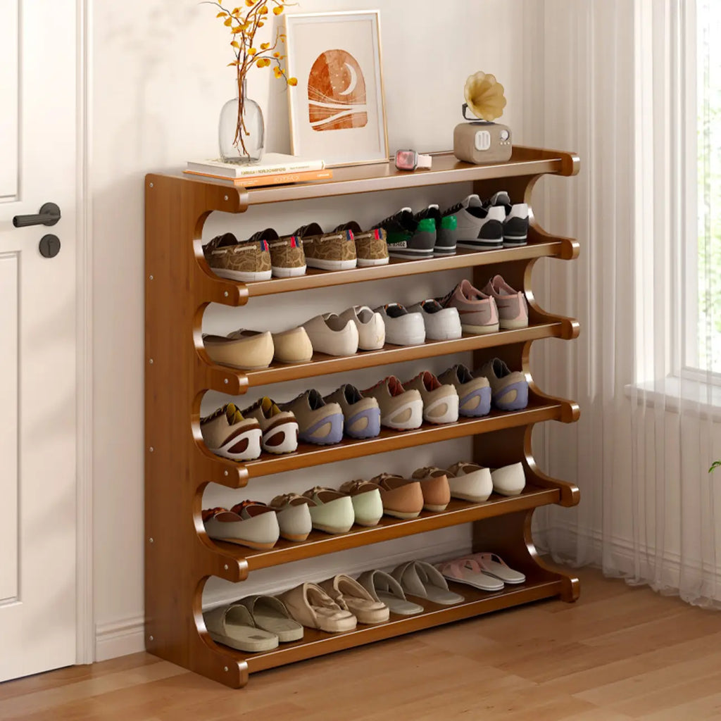 Étagère à chaussures moderne en bois marron
