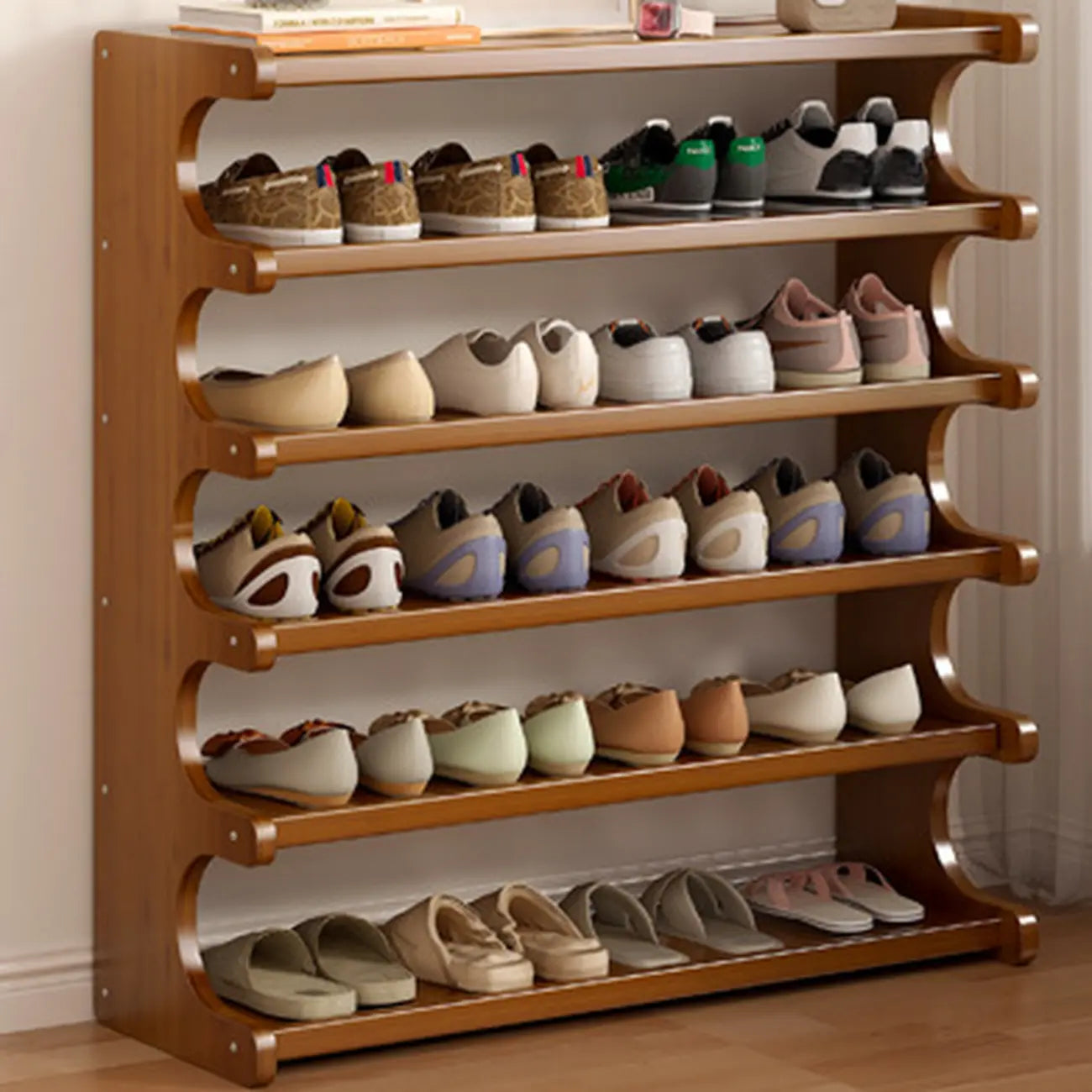 Étagère à chaussures moderne en bois marron