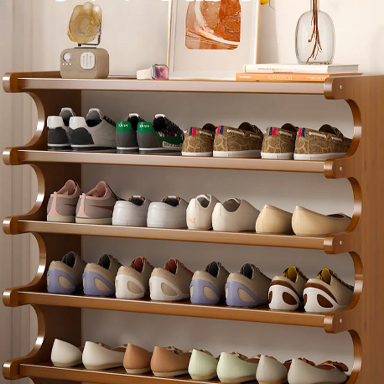 Étagère à chaussures moderne en bois marron