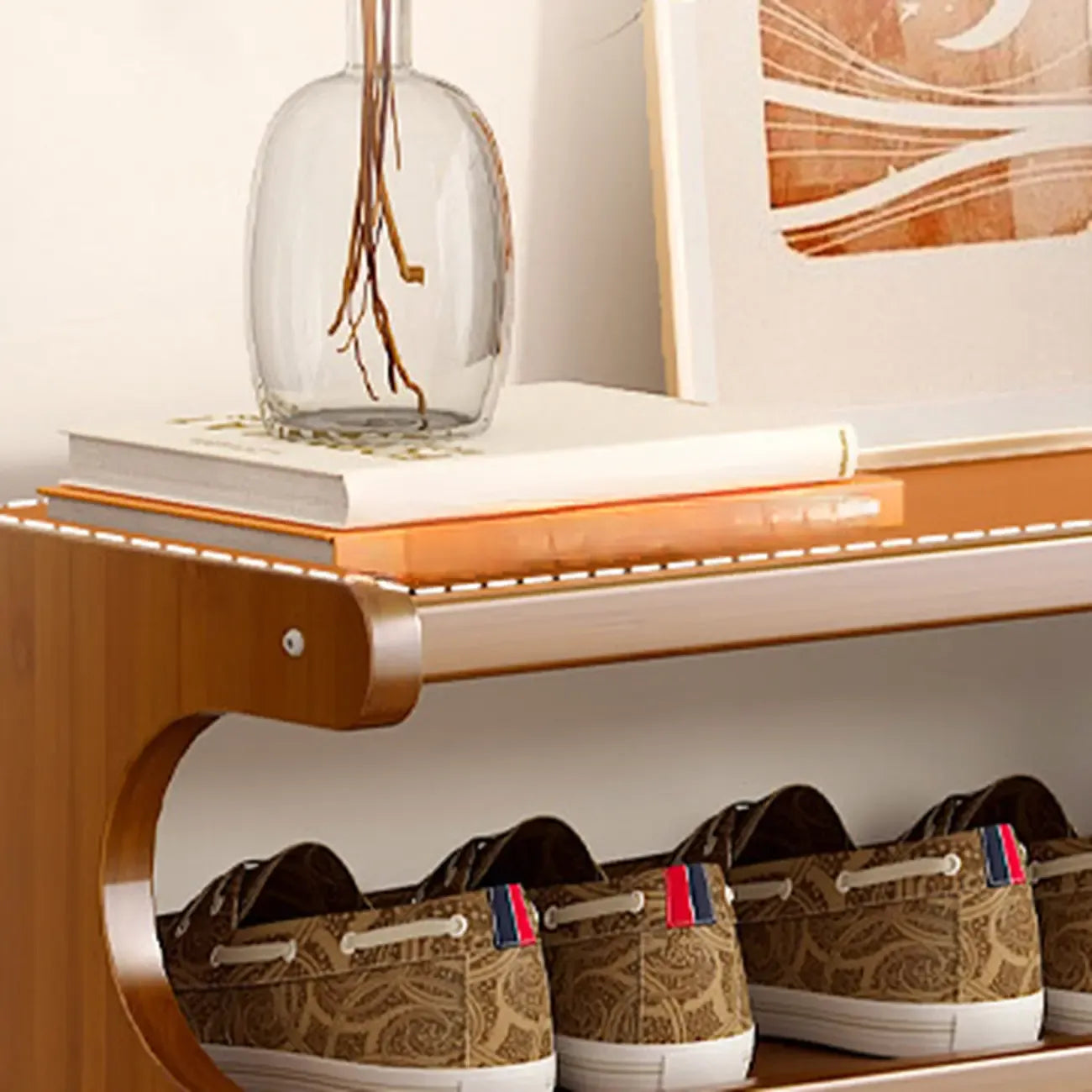 Étagère à chaussures moderne en bois marron