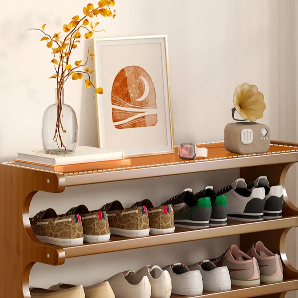 Étagère à chaussures moderne en bois marron