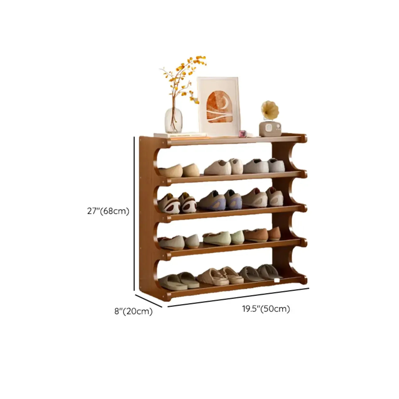 Étagère à chaussures moderne en bois marron