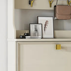Meuble à chaussures étroit et moderne en bois blanc avec façade rabattable et réglable