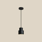 Suspension cylindrique moderne en bois et pierre beige, disque lumineux