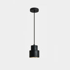 Suspension cylindrique moderne en bois et pierre beige, disque lumineux
