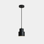 Suspension cylindrique moderne en bois et pierre beige, disque lumineux