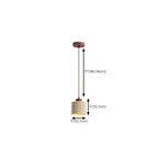 Suspension cylindrique moderne en bois et pierre beige, disque lumineux