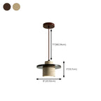 Suspension cylindrique moderne en bois et pierre beige, disque lumineux