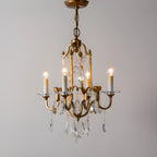 Lustre candélabre vintage traditionnel doré avec cristal