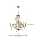 Lustre candélabre vintage traditionnel doré avec cristal