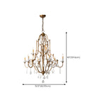 Lustre candélabre vintage traditionnel doré avec cristal