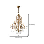 Lustre candélabre vintage traditionnel doré avec cristal