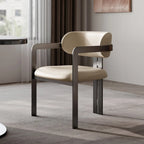 Chaise de salle à manger moderne avec accoudoirs en similicuir et pieds en alliage