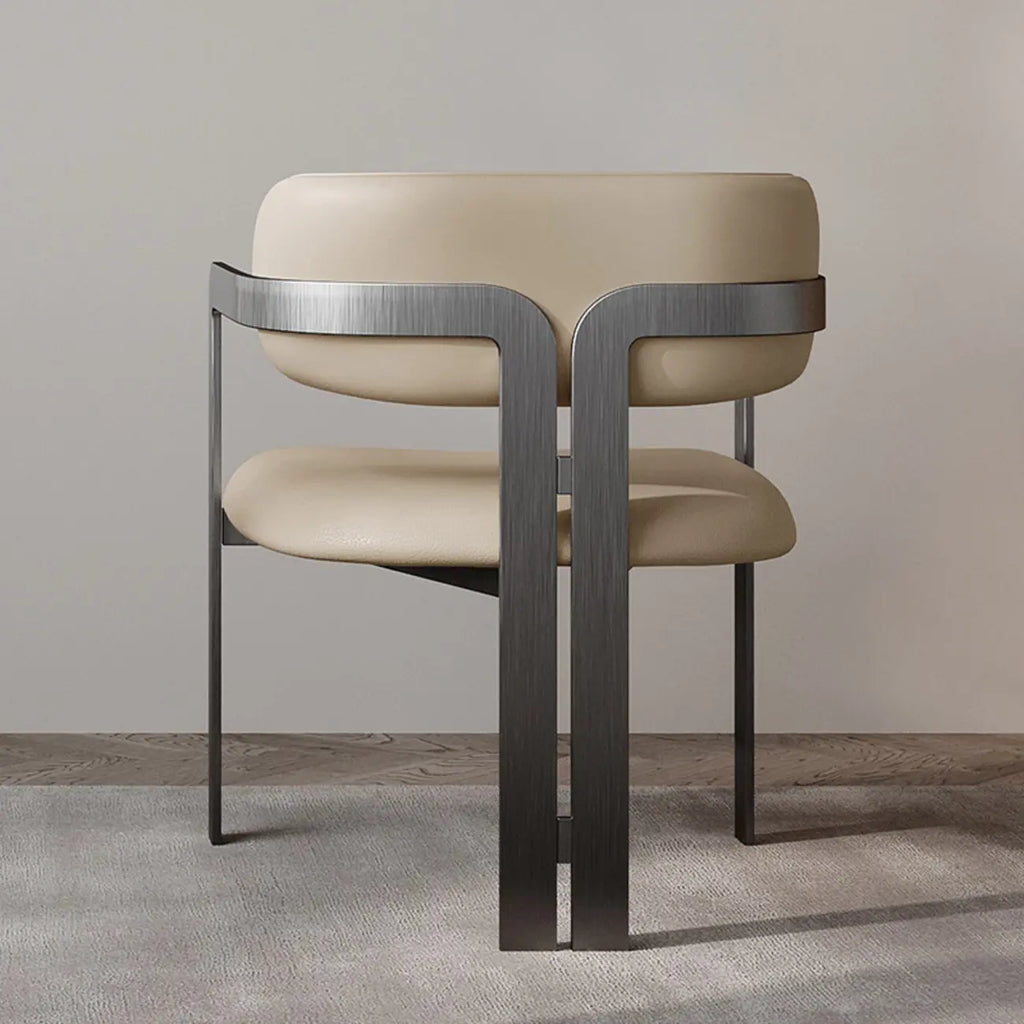 Chaise de salle à manger moderne avec accoudoirs en similicuir et pieds en alliage