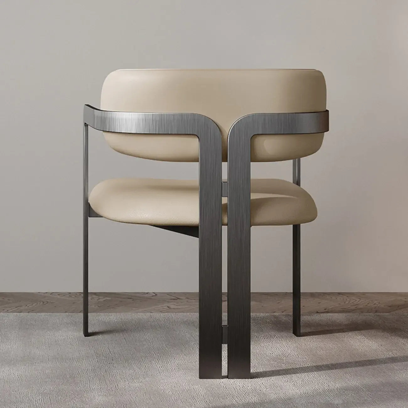 Chaise de salle à manger moderne avec accoudoirs en similicuir et pieds en alliage