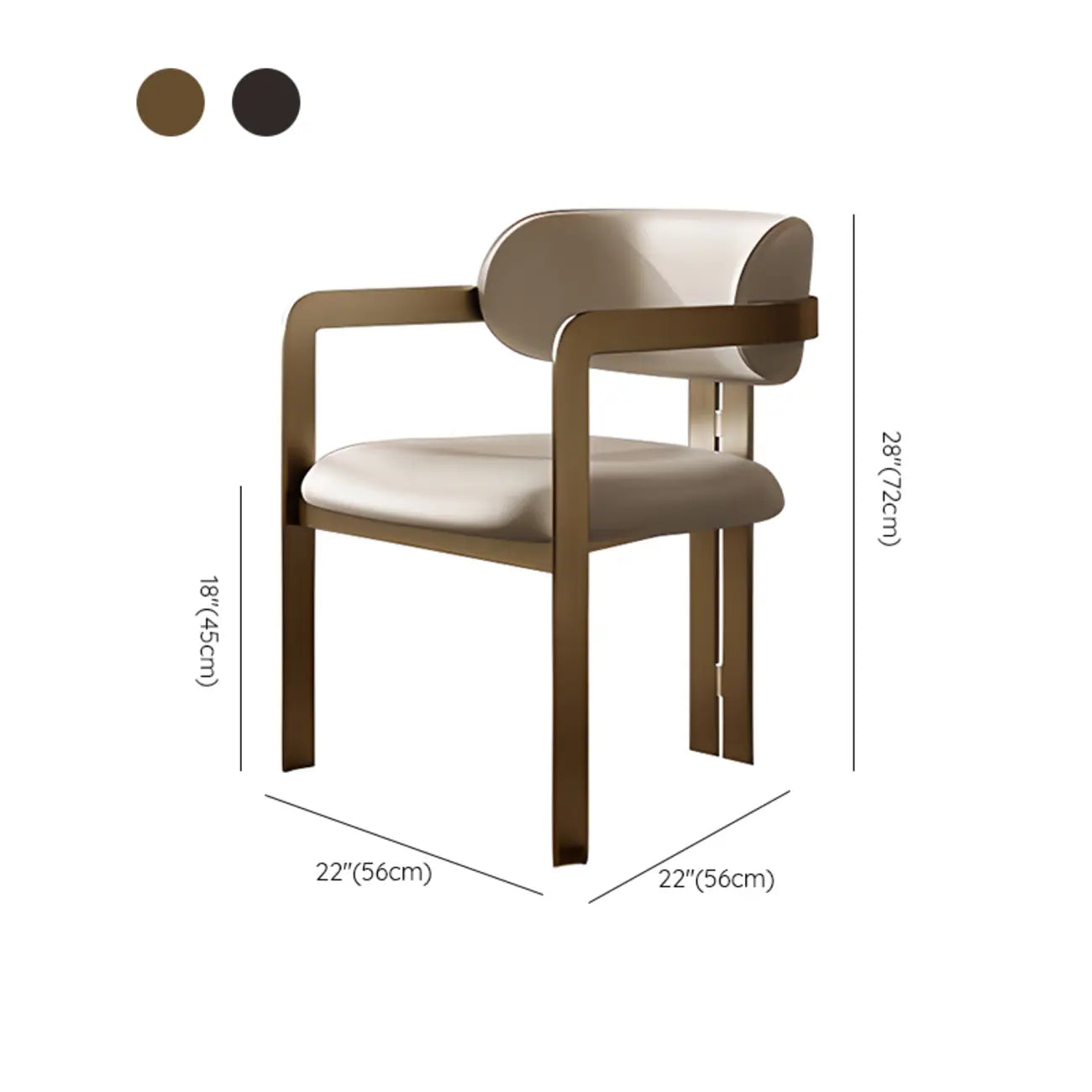 Chaise de salle à manger moderne avec accoudoirs en similicuir et pieds en alliage