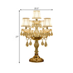 Lampe de table candélabre en cristal doré à plusieurs lumières de luxe