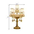 Lampe de table candélabre en cristal doré à plusieurs lumières de luxe