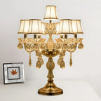 Lampe de table candélabre en cristal doré à plusieurs lumières de luxe