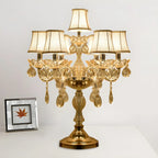 Lampe de table candélabre en cristal doré à plusieurs lumières de luxe