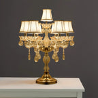 Lampe de table candélabre en cristal doré à plusieurs lumières de luxe