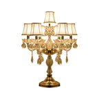 Lampe de table candélabre en cristal doré à plusieurs lumières de luxe