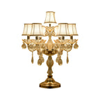 Lampe de table candélabre en cristal doré à plusieurs lumières de luxe