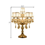 Lampe de table candélabre en cristal doré à plusieurs lumières de luxe